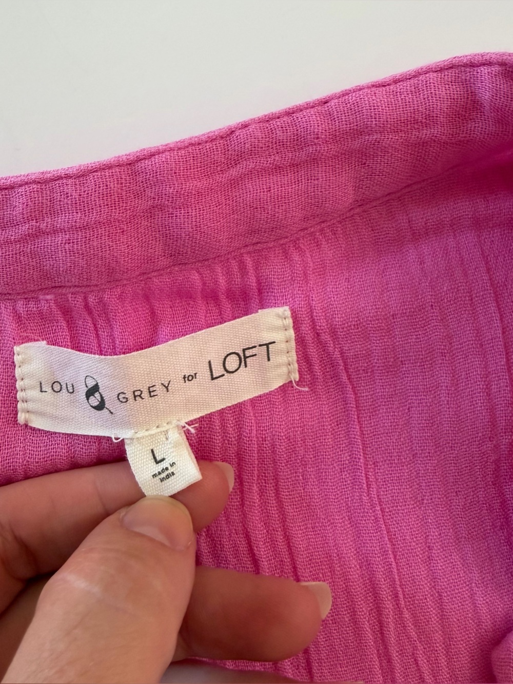 Loft Lou & Grey Dress Womens Large Pink Gauze Cotton Midi Relaxed Boho - Picture 5 of 11